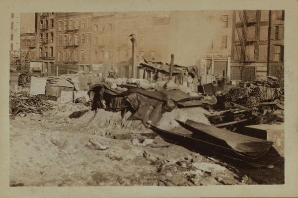 Squatters Colony between West and Washington Streets., 1932