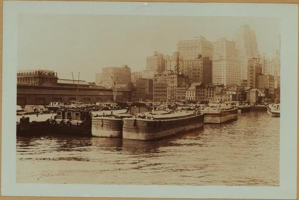 East River - River scenes - [Pier 5 - Lower Manhattan skyline.], 1937