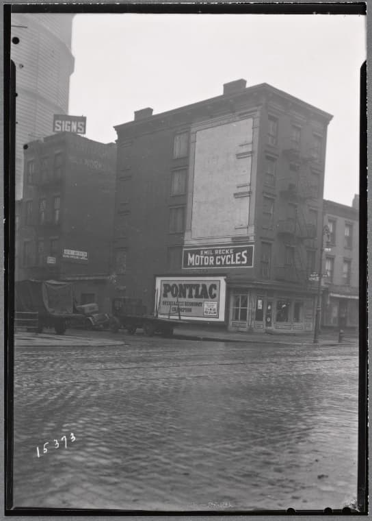 Tenements; Emil Recke Motorcycles: W. 45th St. - 11th Ave., Manhattan, 1936