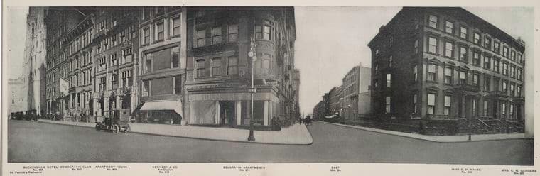 No. 507 Mrs. C.H. Gardner - East 49th St. - Belgravia Apartments - No. 621 Buckingham Hotel - St. Patrick's Cathedral.]