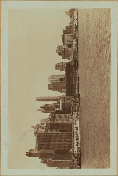 North (Hudson) River - Shore and skyline - Manhattan - Battery - 14th Street - [New York Aquarium - Bank of Manhattan - City Bank-Farmers Trust Company.], 1933–1934