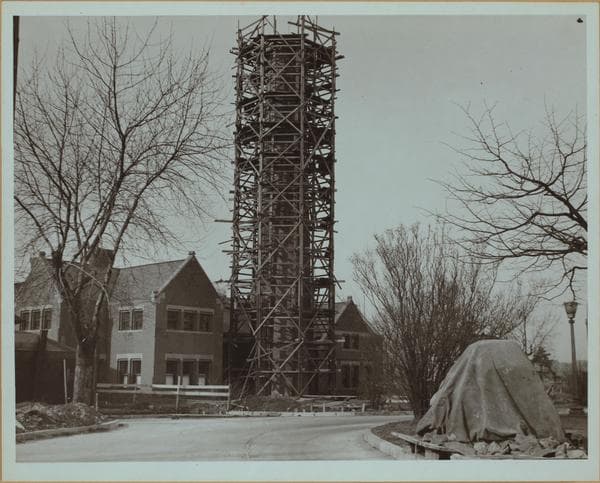 Islands - North Brother Island - [Reconstructing a chimney.], 1937