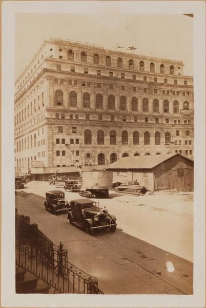 Brooklyn: State Street - Smith Street: Left: State Street, at the N.W. corner of Smith Street, showing site for the new Central Courts Building to be erected, October 5, 1929.Right: State Street, at the N.W. corner of Smith Street, showing the new Central Courts Building. This view of its Smith Street side and its rear was taken from State Street, April 13, 1931., 1929–1931