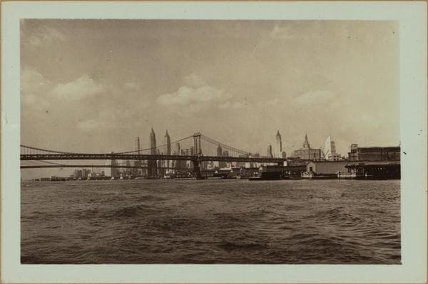 Bridges - Manhattan Bridge - [Brooklyn Bridge - Manhattan skyline.], 1935