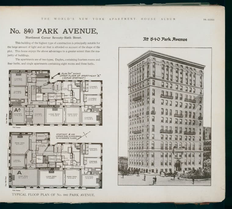 No. 840 Park Avenue. Northwest Corner Seventy-Sixth Street., 1910-03