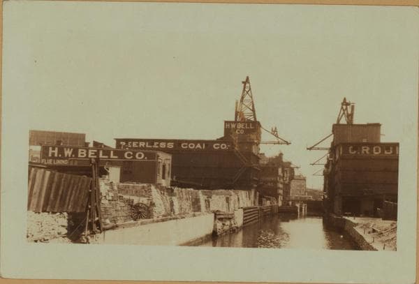 Harlem River - Mott Haven Canal - [View of Manhattan shore.], 1925