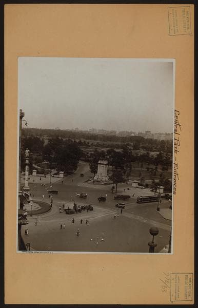 Manhattan: Central Park entrance at Columbus Circle., 1922