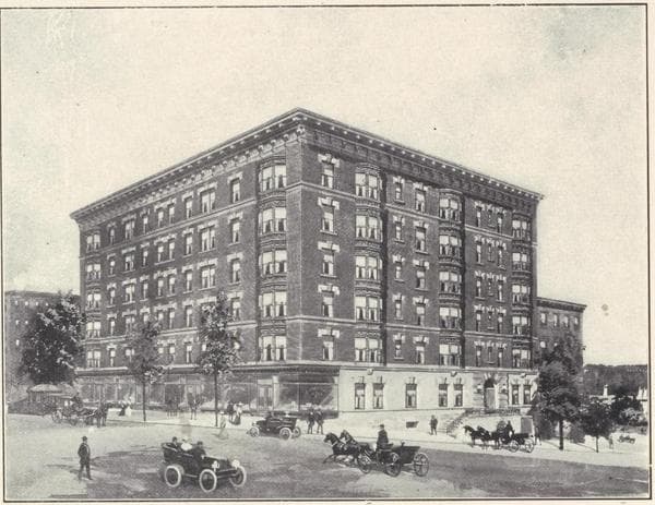 The Mecklenburg, southwest corner of Broadway and One hundred and forty-sixth Street; Plan of first floor; Plan of upper floors., 1908