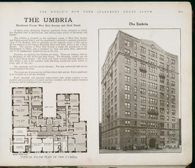 The Umbria. Northwest Corner West End Avenue and 82nd Street., 1910-03