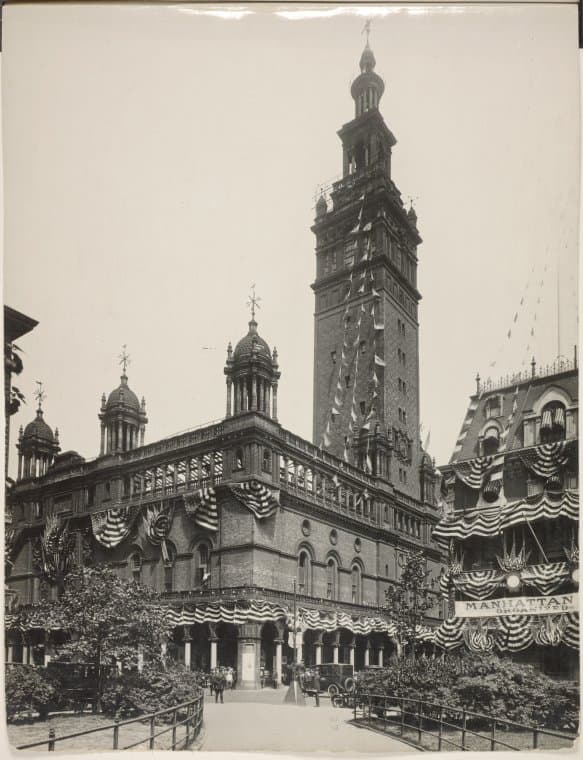 View of Madison Square Garden from park, 1925