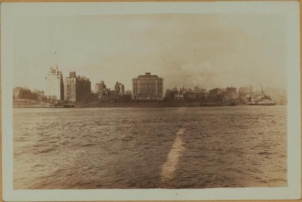 East River - Shore and skyline of Manhattan between East 85th and 92nd Streets - Queensborough Bridge - [Doctor's Hospital - Municipal Asphalt Plant - Miss Chapin's School.], 1931–1933