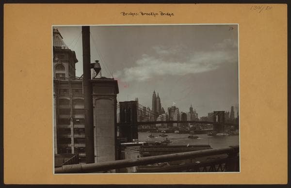 Bridges - Brooklyn Bridge - [Wall Street outline - Lower Manhattan skyline.]
