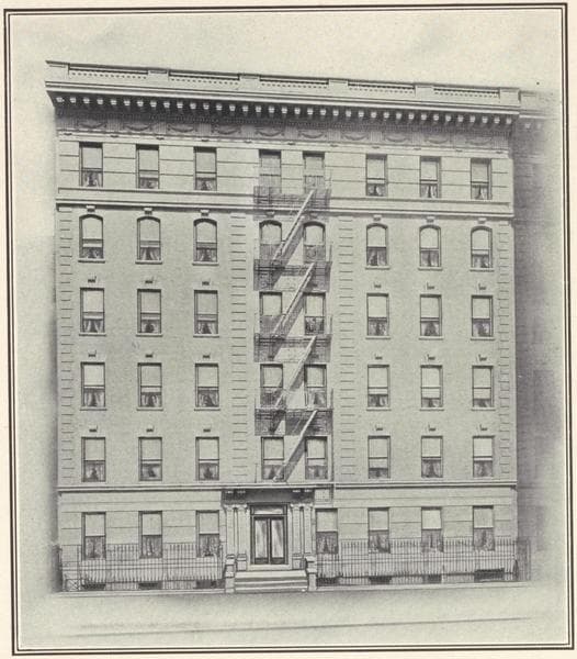 The Colonial, Munroe and Cragsmoor, West 115th Street between Amsterdam and Morningside Avenues; Plan of first floor; Plan of upper floors., 1908