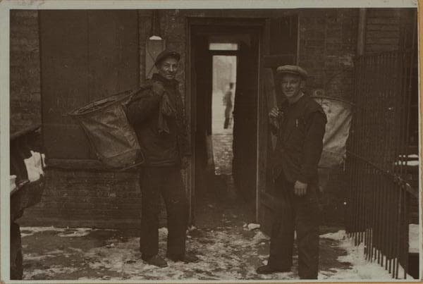 Workmen - [Delivering coal - Old fashioned Department of Sanitation truck.], 1930
