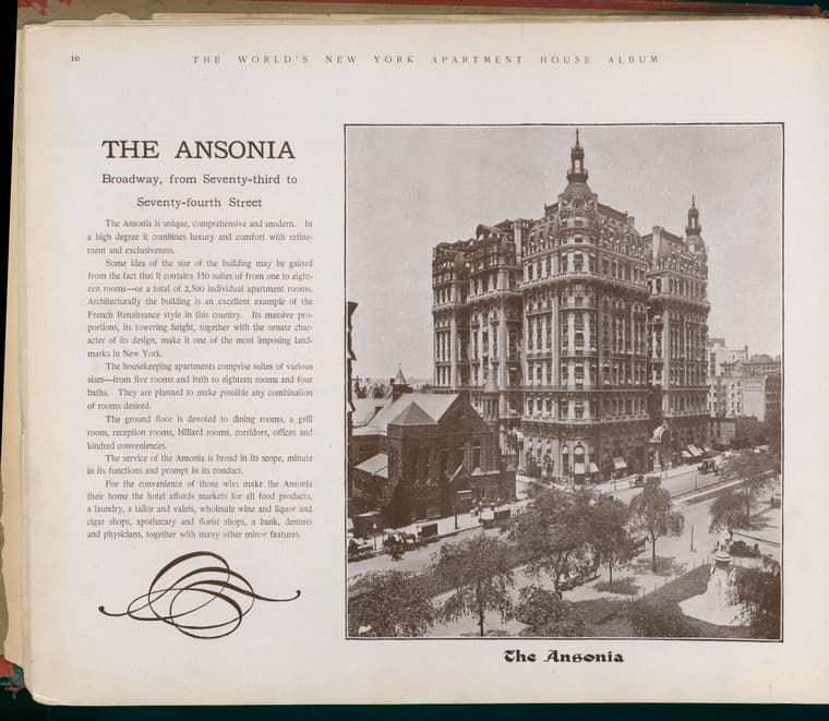 The Ansonia. Broadway, from Seventy-third to Seventy-fourth Street., 1910-03