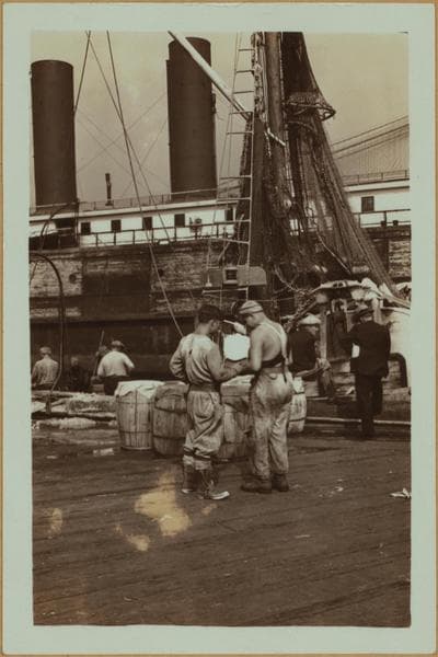 Fulton fish market - [Drying nets in preparation for next fishing trip.], 1923–1933