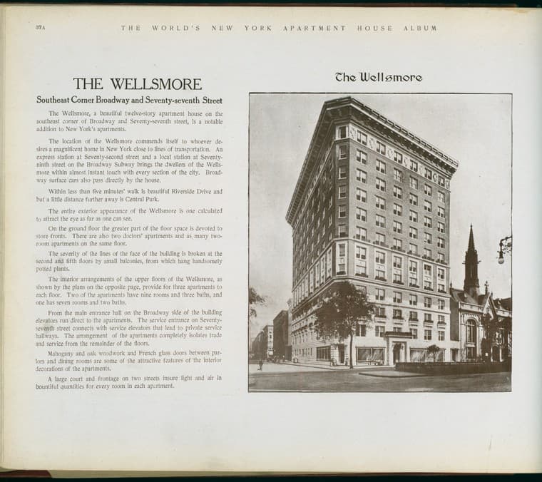 The Wellsmore. Southeast Corner Broadway and Seventy-seventh Street., 1910-03