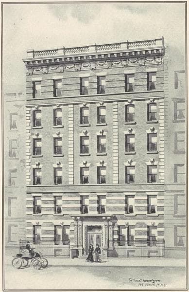 The Clarence, 310 West 93rd Street, and The Riverview, 316 West 93rd Street; Plan of first floor; Plan of upper floors., 1908
