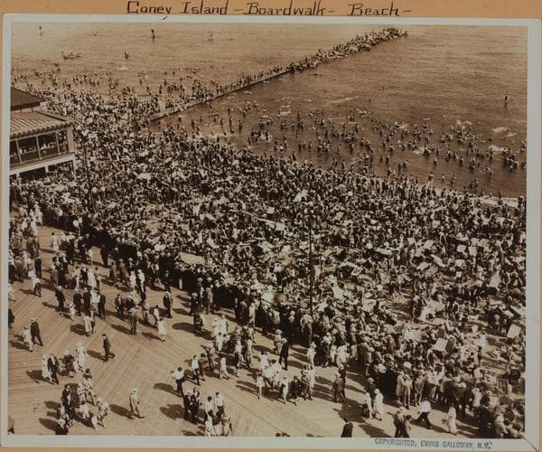 Islands - Coney Island - [Riegelmann boardwalk - Coney Island beach.], 1931