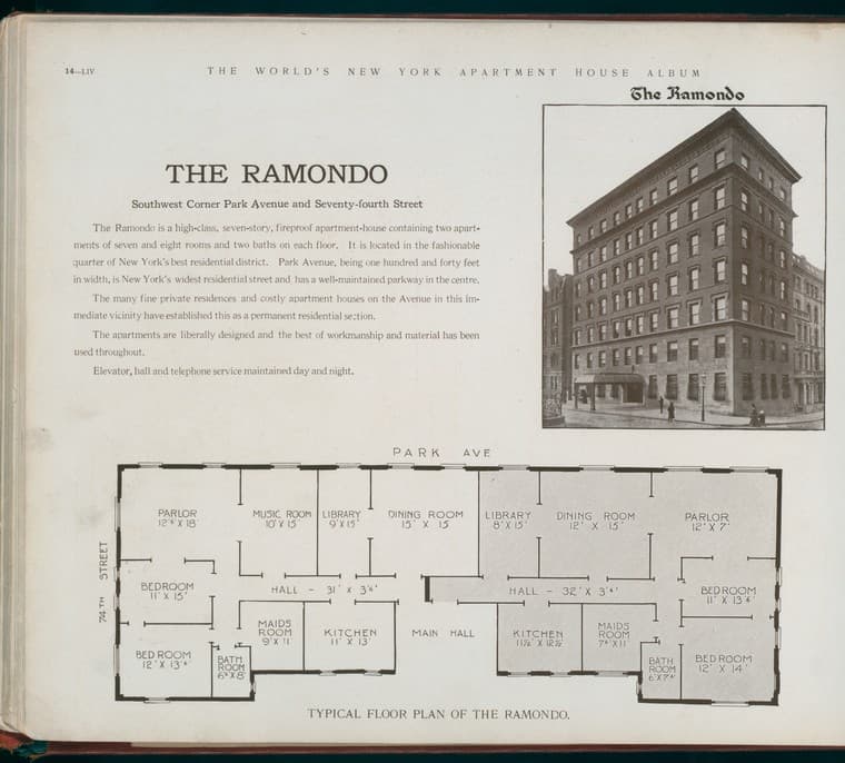 The Ramondo. Southwest Corner Park Avenue and Seventy-fourth Street., 1910-03