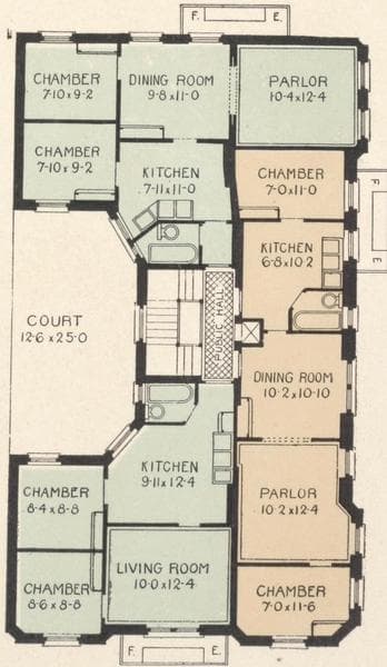 Northeast corner Second Avenue and St. Marks Place; Plan of first floor; Plan of upper floors., 1908