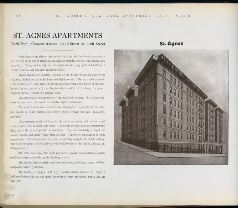 St. Agnes Apartments. Block Front, Convent Avenue, 129th Street to 130th Street., 1910-03