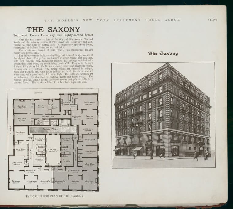 The Saxony. Southwest Corner Broadway and Eighty-second Street., 1910-03