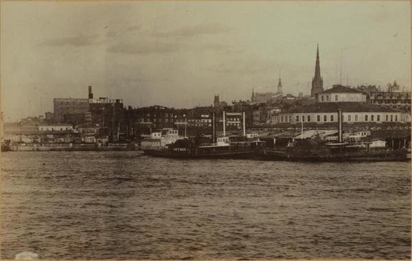 North (Hudson) River - Shore and skyline - Manhattan - Garden Castle - Battery Park., 1875