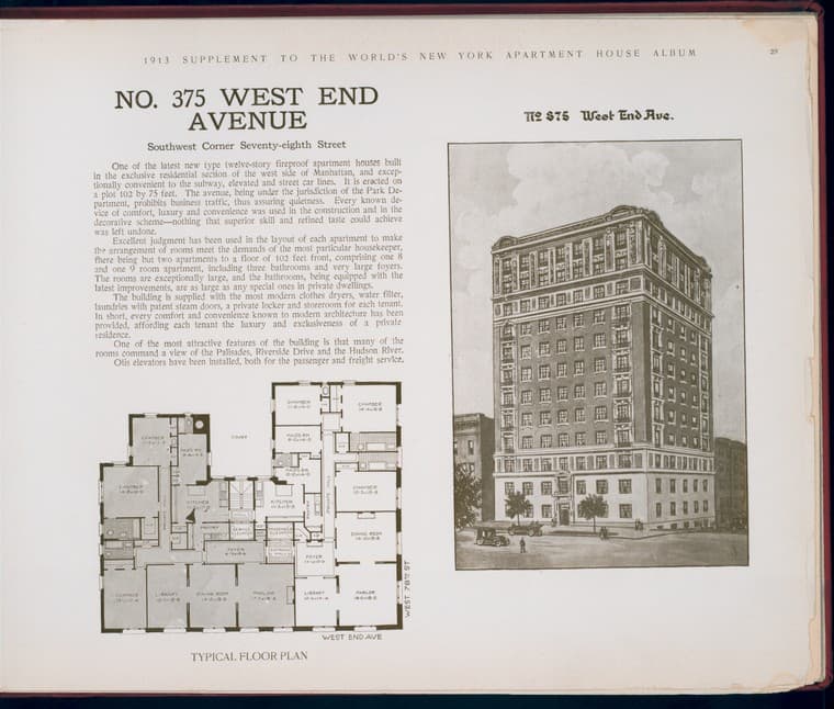 No. 375 West End Avenue. Southwest Corner Seventy-eighth Street., 1913