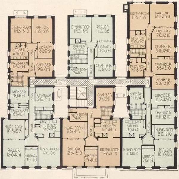 The Riverview, southwest corner Broadway and 149th Street; Plan of upper floors., 1908