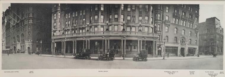 East 58th St. - Plaza Bank - Ramsdell Drug & Co. - Hotel Savoy - Netherland Hotel], 1911