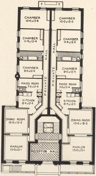 The Sarasota, 512 West 122nd Street; Plan of first floor; Plan of upper floors., 1908
