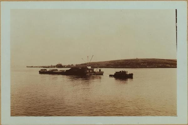 Islands - Rikers Island - [Tug George Waldie with several barges.], 1937