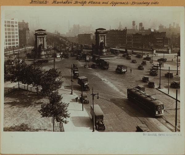Bridges - Manhattan Bridge - [Plaza and approach on the Brooklyn side.], 1935
