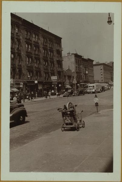 Occupations - Grinder. Left: Knife grinder, Lower East Side. Right: A saw and knife filer, Nineth Avenue and 54th Street, Manhattan., 1920; 1941-04-19