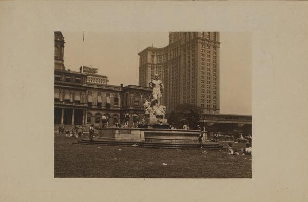 Manhattan: City Hall Park - [Fountain - statue of "Civic Virtue".], 1926