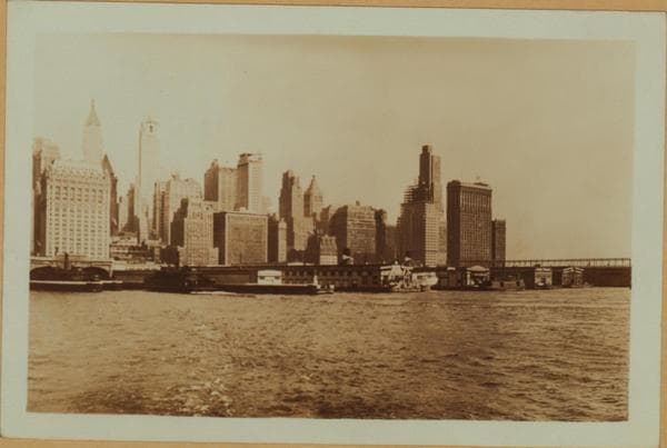 North (Hudson) River - Shore and Skyline - Manhattan - Battery - 14th Street - [Bankers Trust Company ; Columbia Trust Company ; Equitable Trust Company ; Irving Trust Company ; Singer Manufacturing Company ; Whitehall Building ; Bankers Trust Company ; Columbia Trust Company ; Equitable Trust Company ; Irving Trust Company ; Singer Manufacturing Company ; Whitehall Building]., 1925–1930
