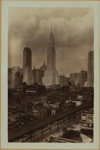 General view - [Manhattan - 34th Street (East) - Harriet Hubbard Ayer building - Chanin Building ; Chrysler Building ; New York Daily News ; Waldorf-Astoria Hotel.], 1929–1930