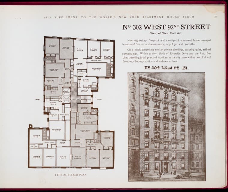 No. 302 West 92nd Street. West of West End Avenue., 1913