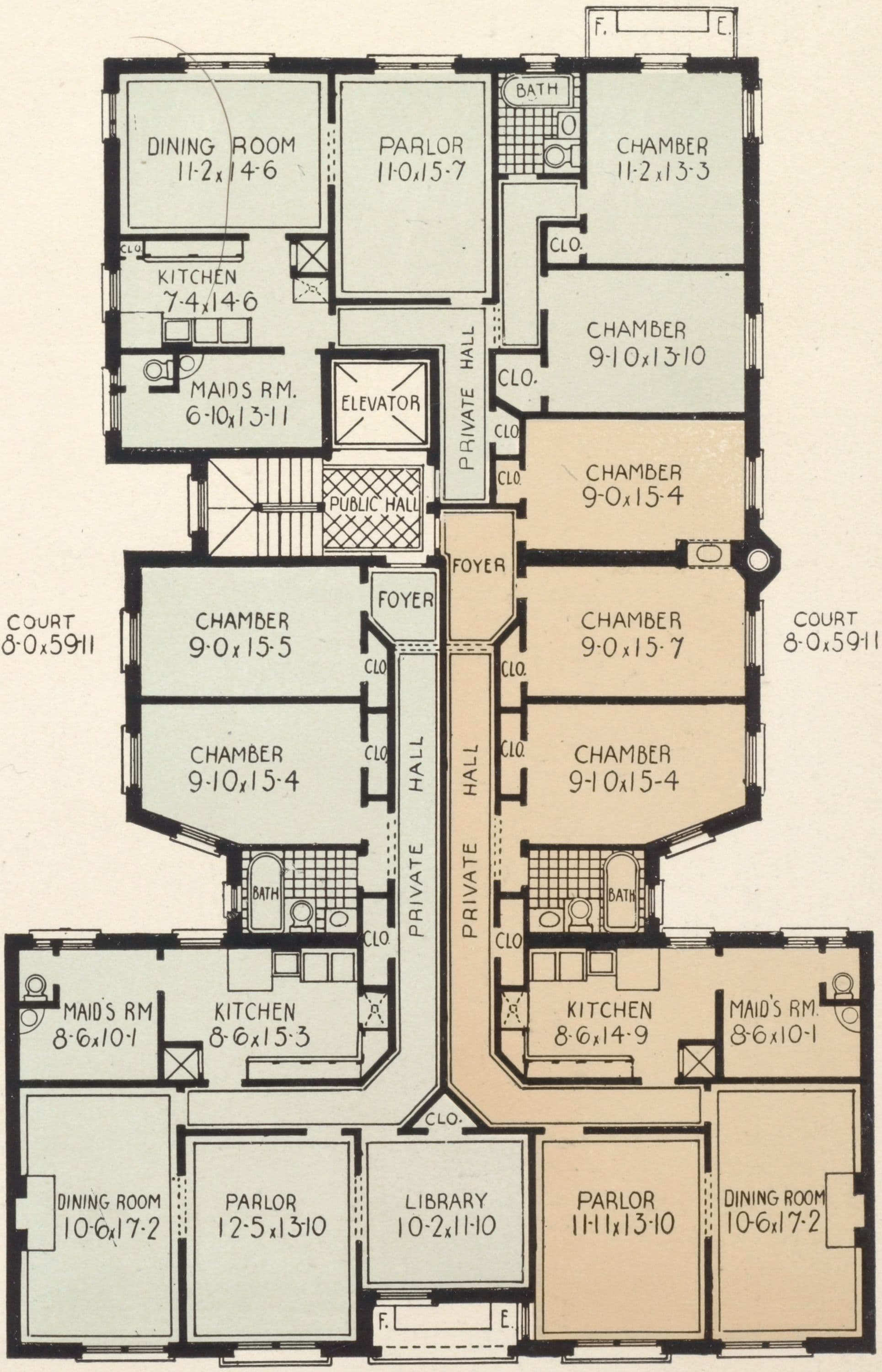 La Valenciennes, 404 West 116th Street; Plan of upper floors.