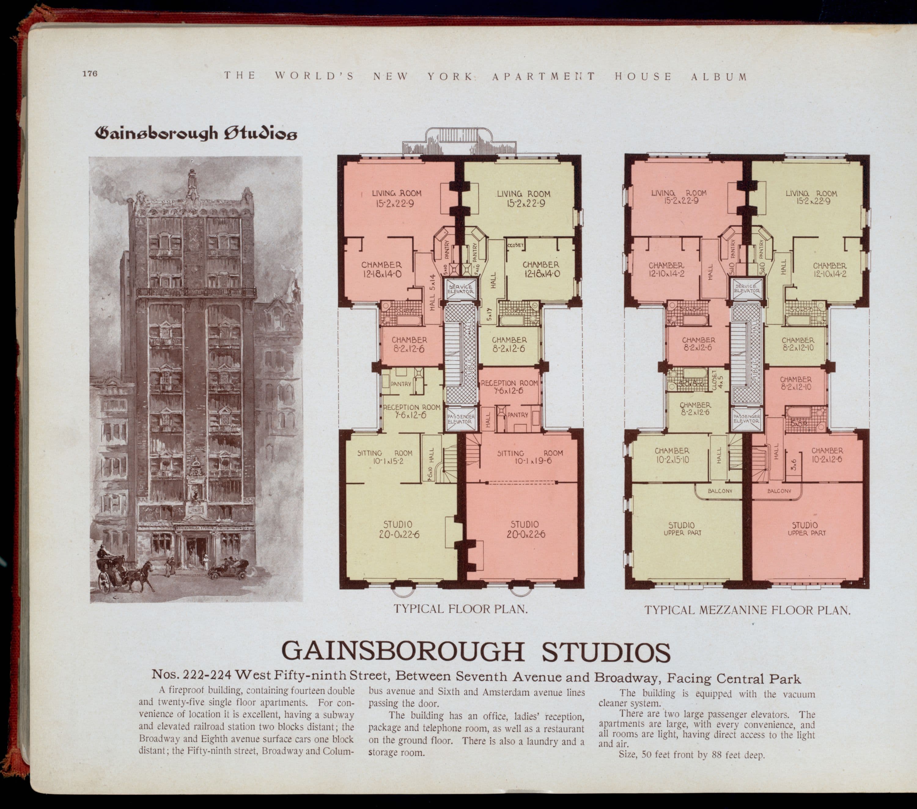 Gainsborough Studios, nos. 222-224 West Fifty-ninth Street, between Seventh Avenue and Broadway, facing Central Park.