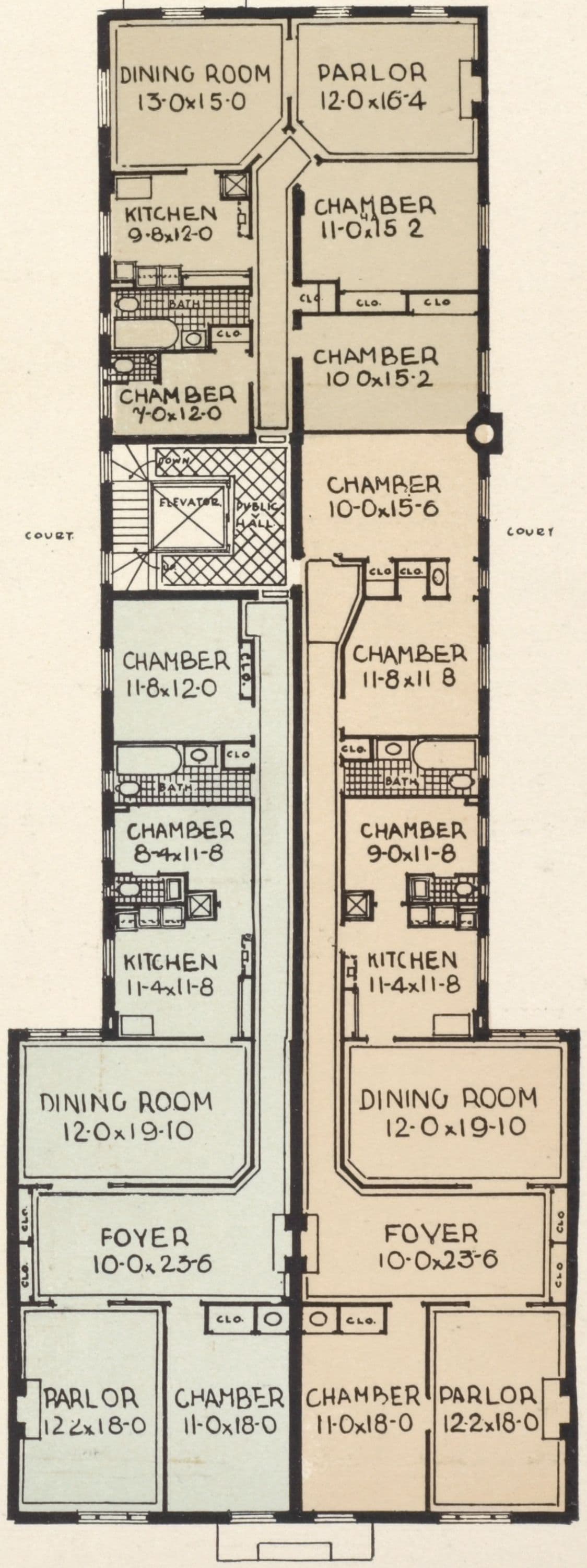 The Allenel, 310 West 93rd Street; Plan of first floor; Plan of upper floors.