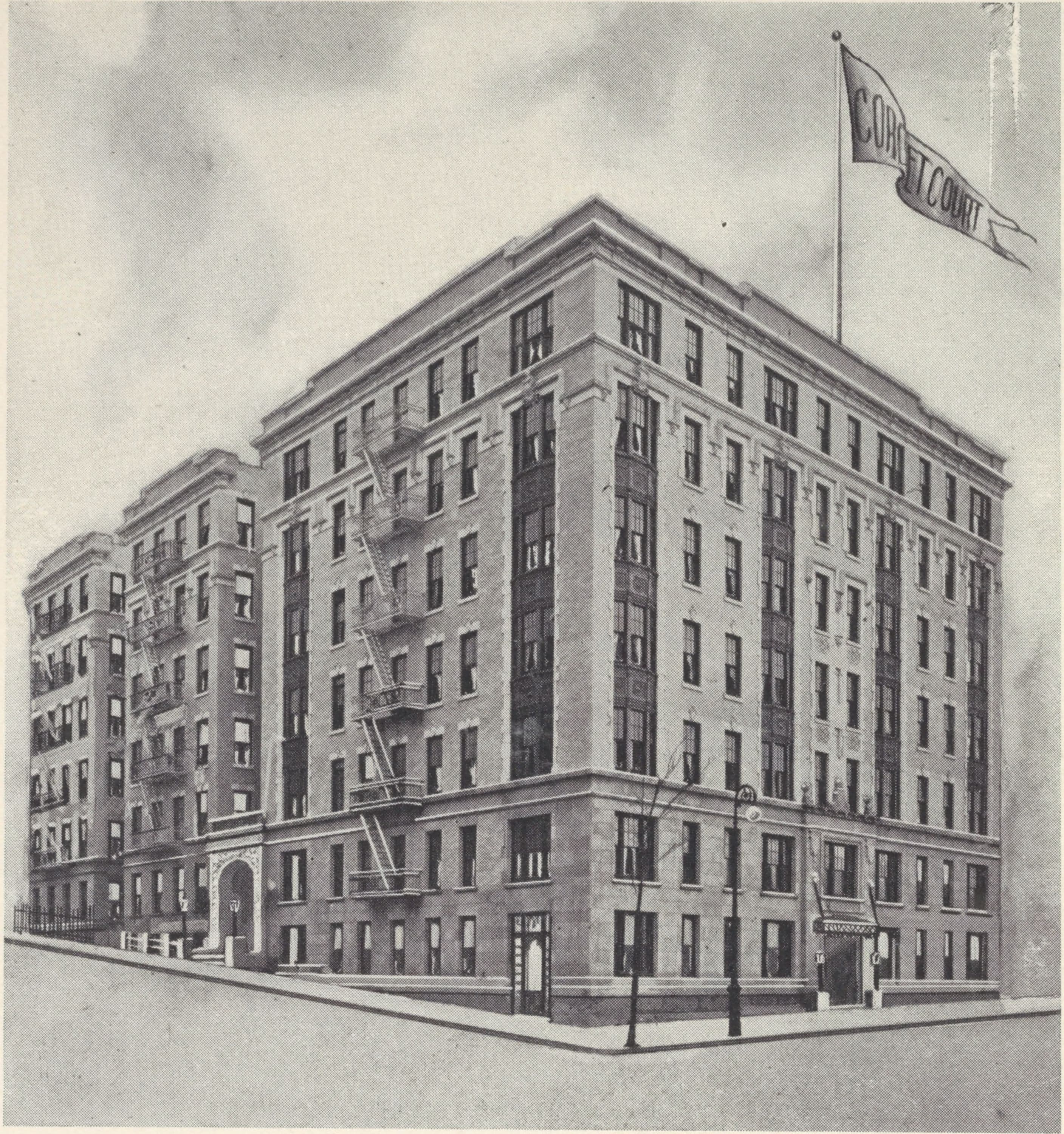 Coronet Court, southeast corner of Riverside Drive and 139th Street; Plan of first floor; Plan of upper floors.