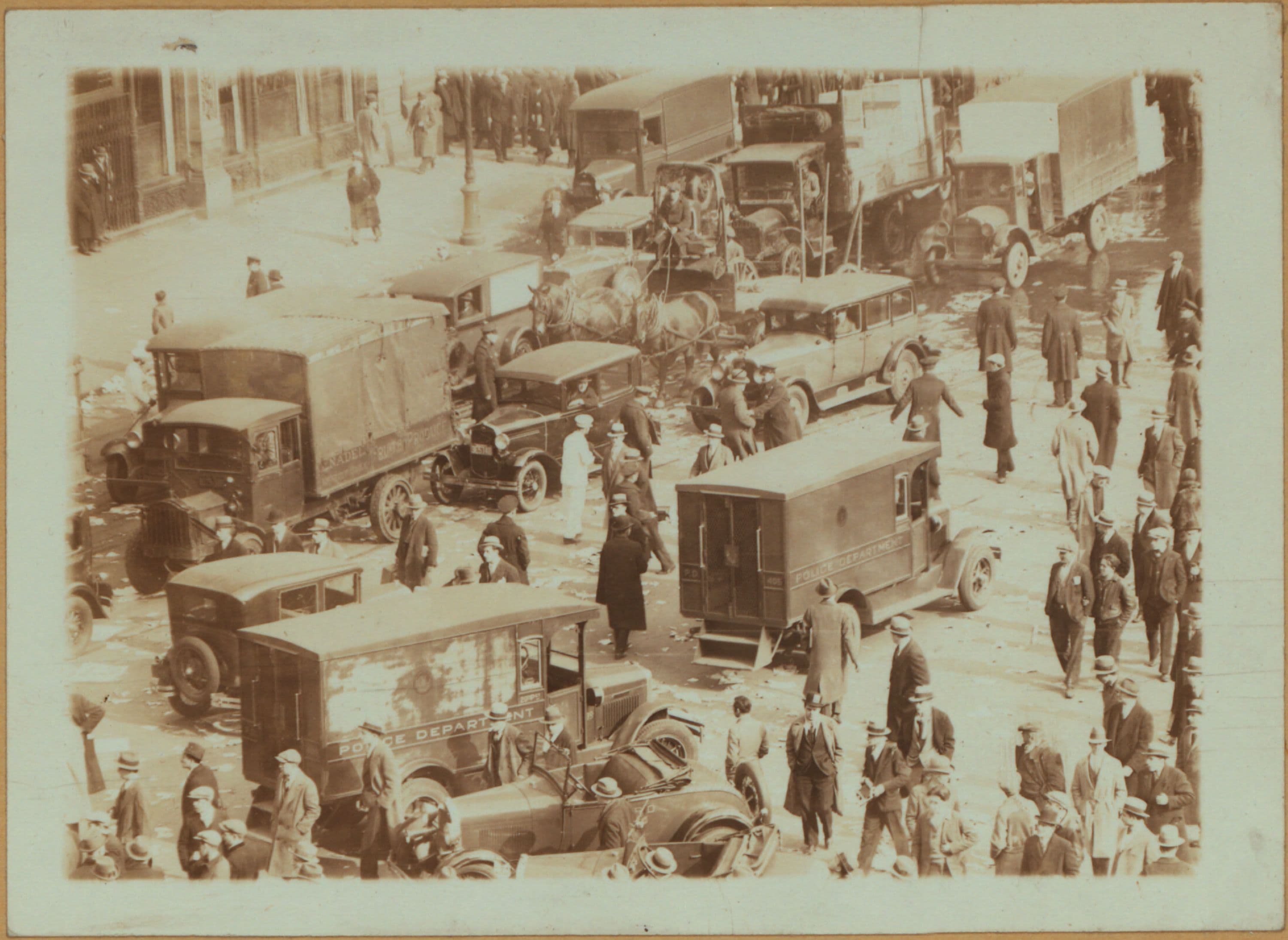 Strikes and demonstrations - [Panoramic scene of a disturbance at Union Square.]