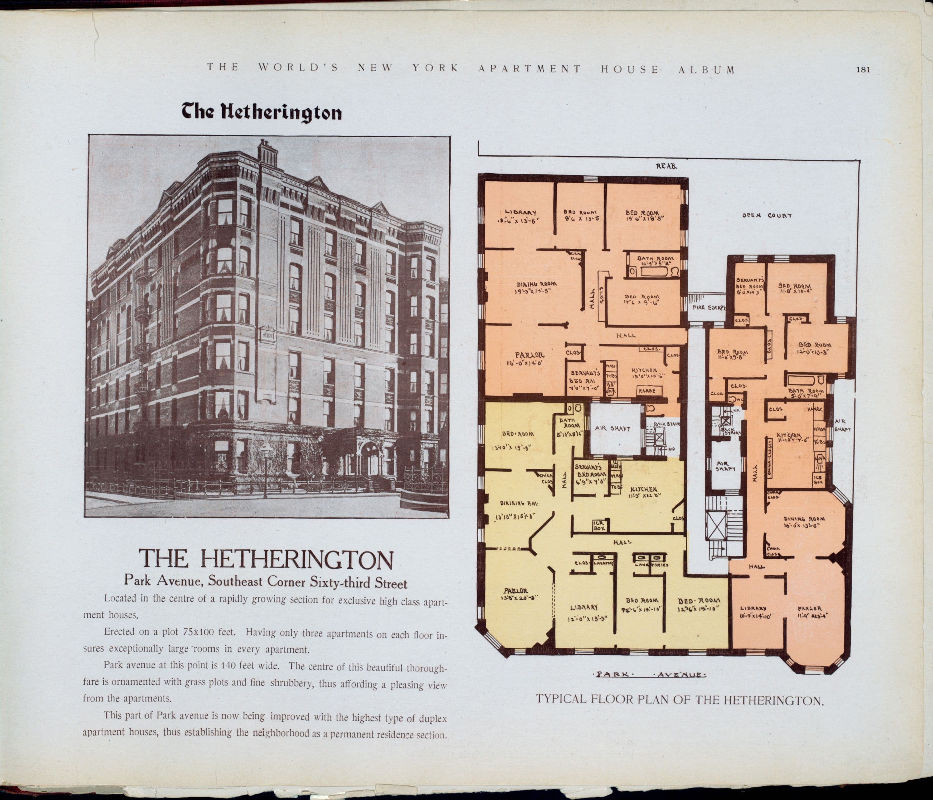 The Hetherington. Park Avenue, Southeast corner Sixty-third Street.