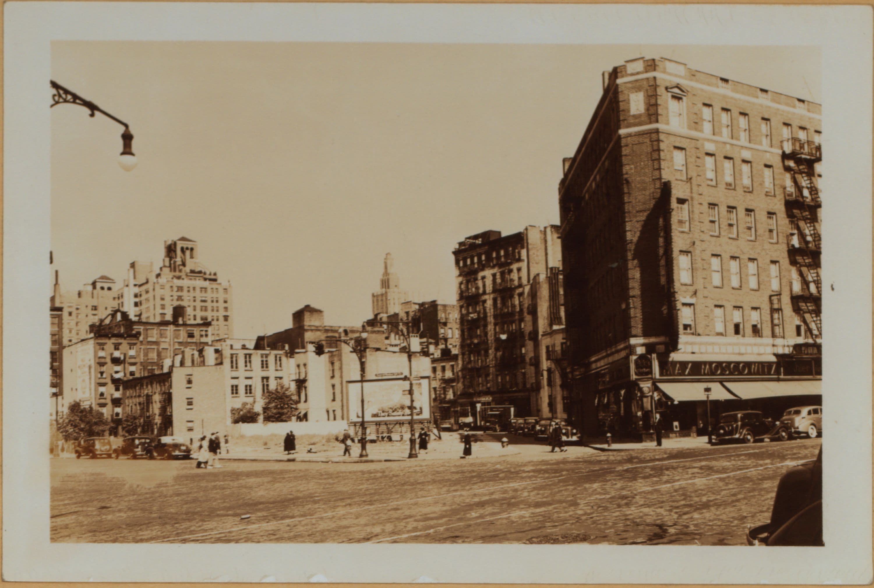 Manhattan: 6th Avenue - Minetta Street to Minetta Lane. Top: Sixth Avenue, east side, north from Minetta Street (right) to Minetta Lane and showing the remains of that block which contained Minetta Place in its center. Also shown is a view eastward to Minetta Street, showing larger structures lining the south side of same, east from Sixth Avenue, September 18, 1937. Bottom: Sixth Avenue, Minetta Lane to Minetta Street. Minetta Apartments, May 14, 1941.