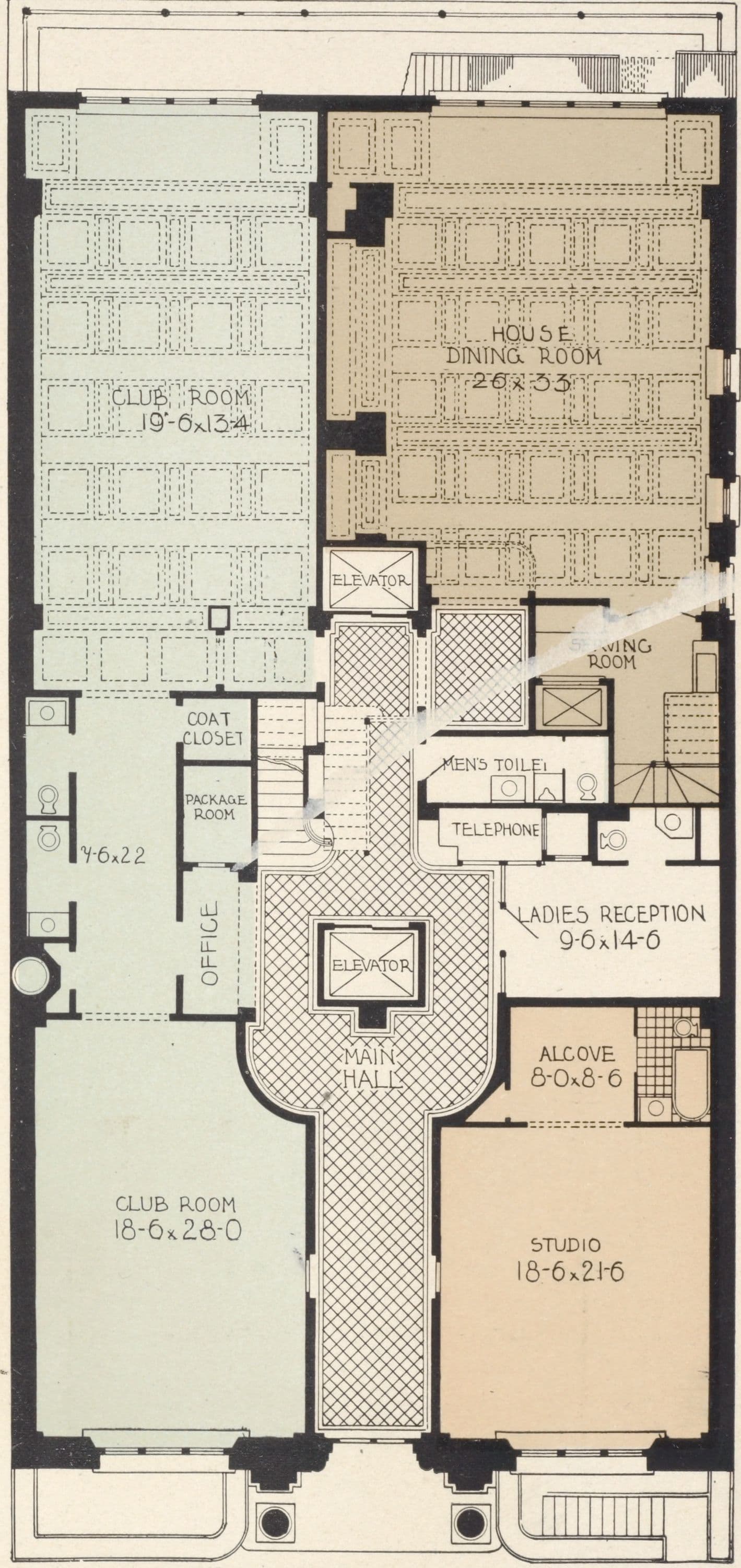 Gainsborough Studios, Nos. 222-224 West 59th Street, between Seventh Avenue and Broadway, facing Central Park; First floor plan; Second mezzanine floor plan.