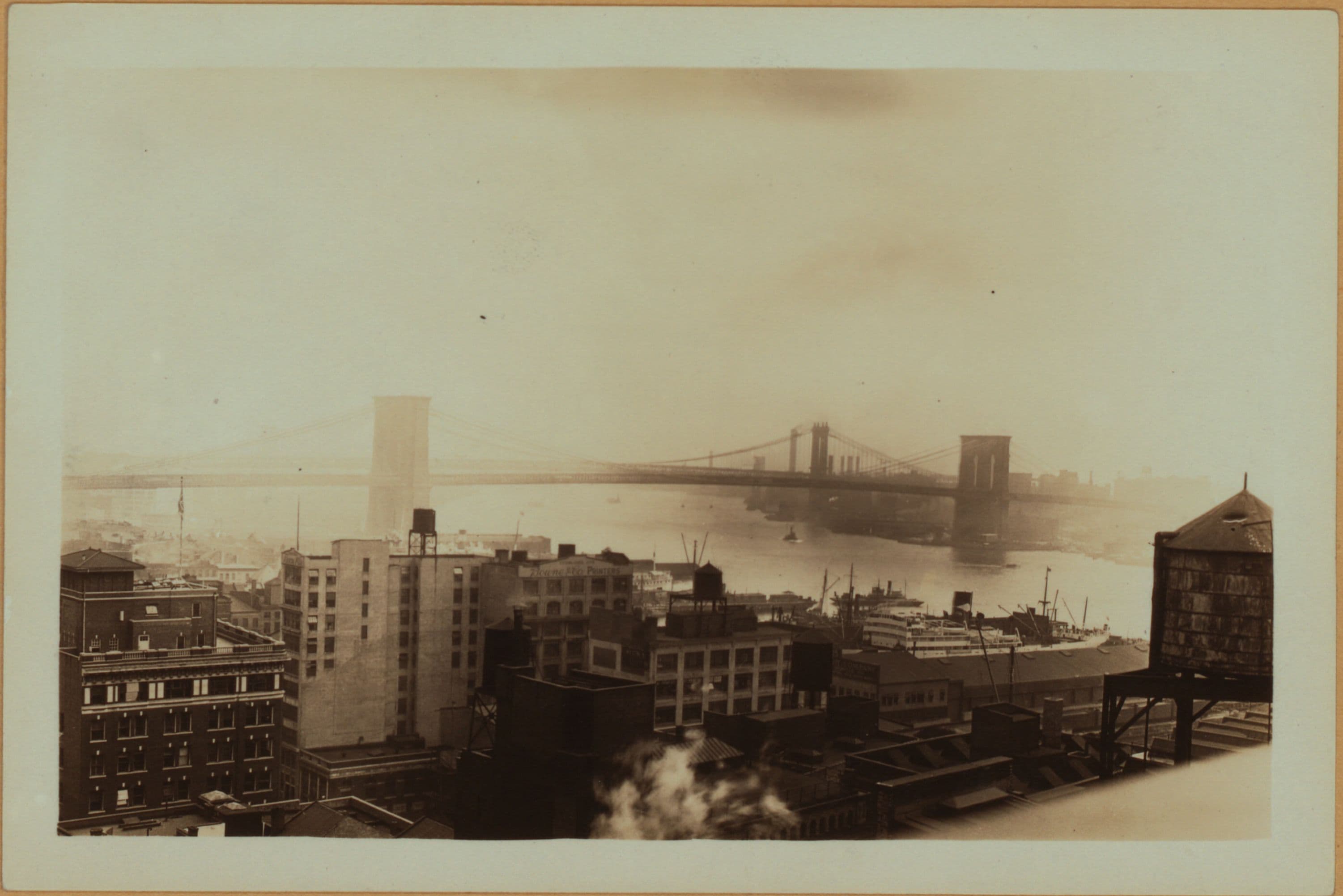 Bridges - Brooklyn Bridge - [view from Wall and Pearle Streets].