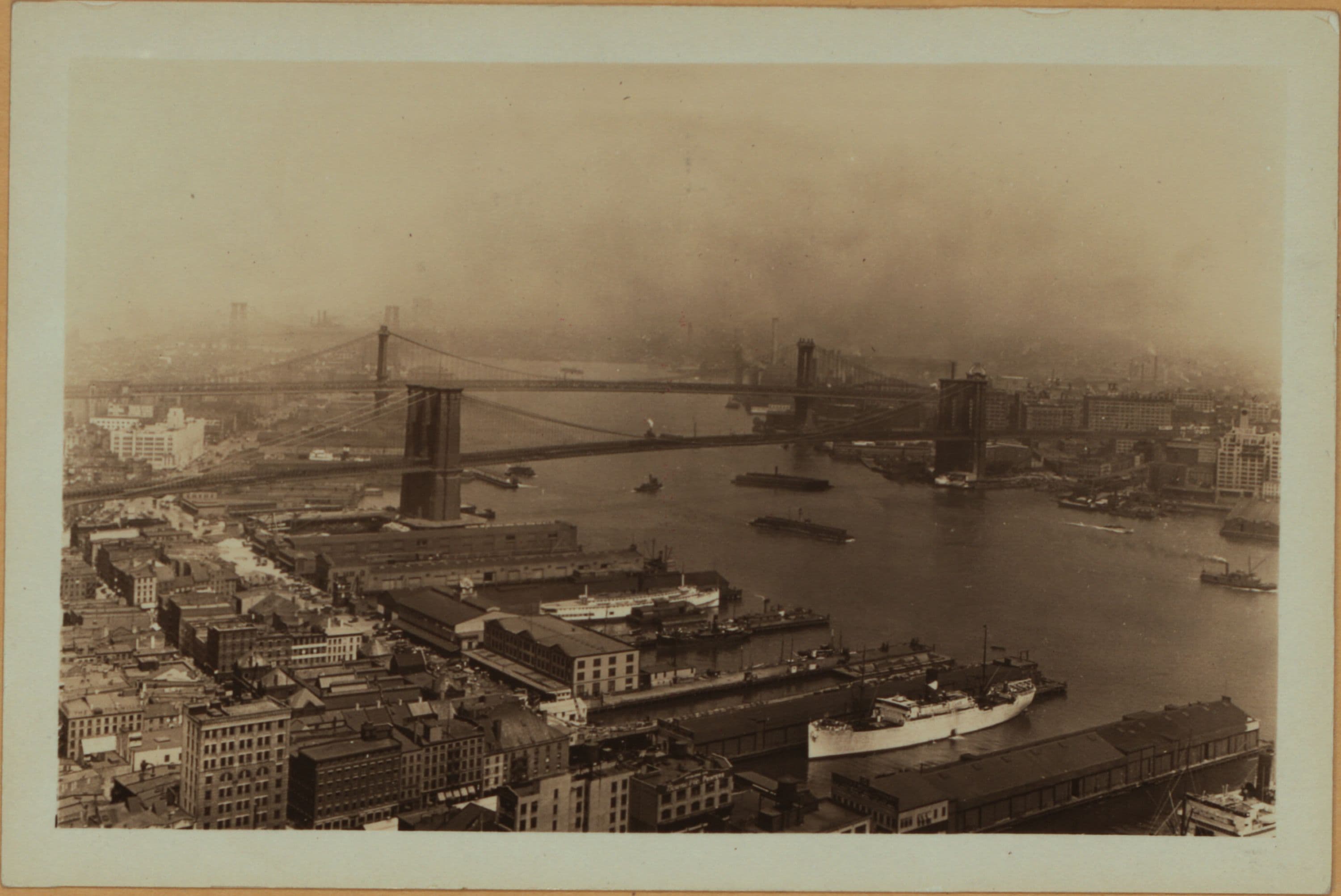 Bridges - Brooklyn Bridge - [view from Wall and Pearle Streets].