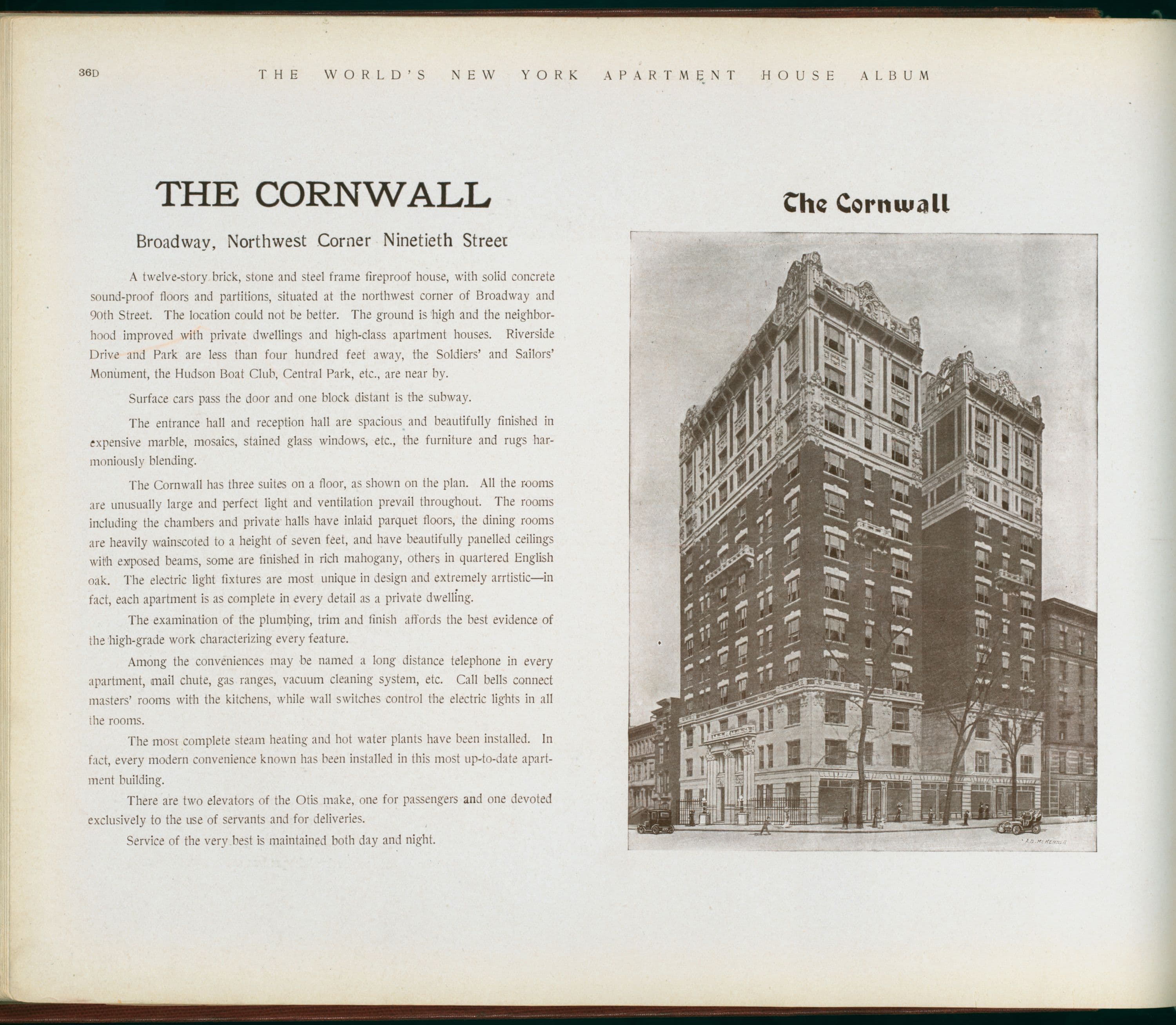 The Cornwall. Broadway, Northwest Corner Ninetieth Street.